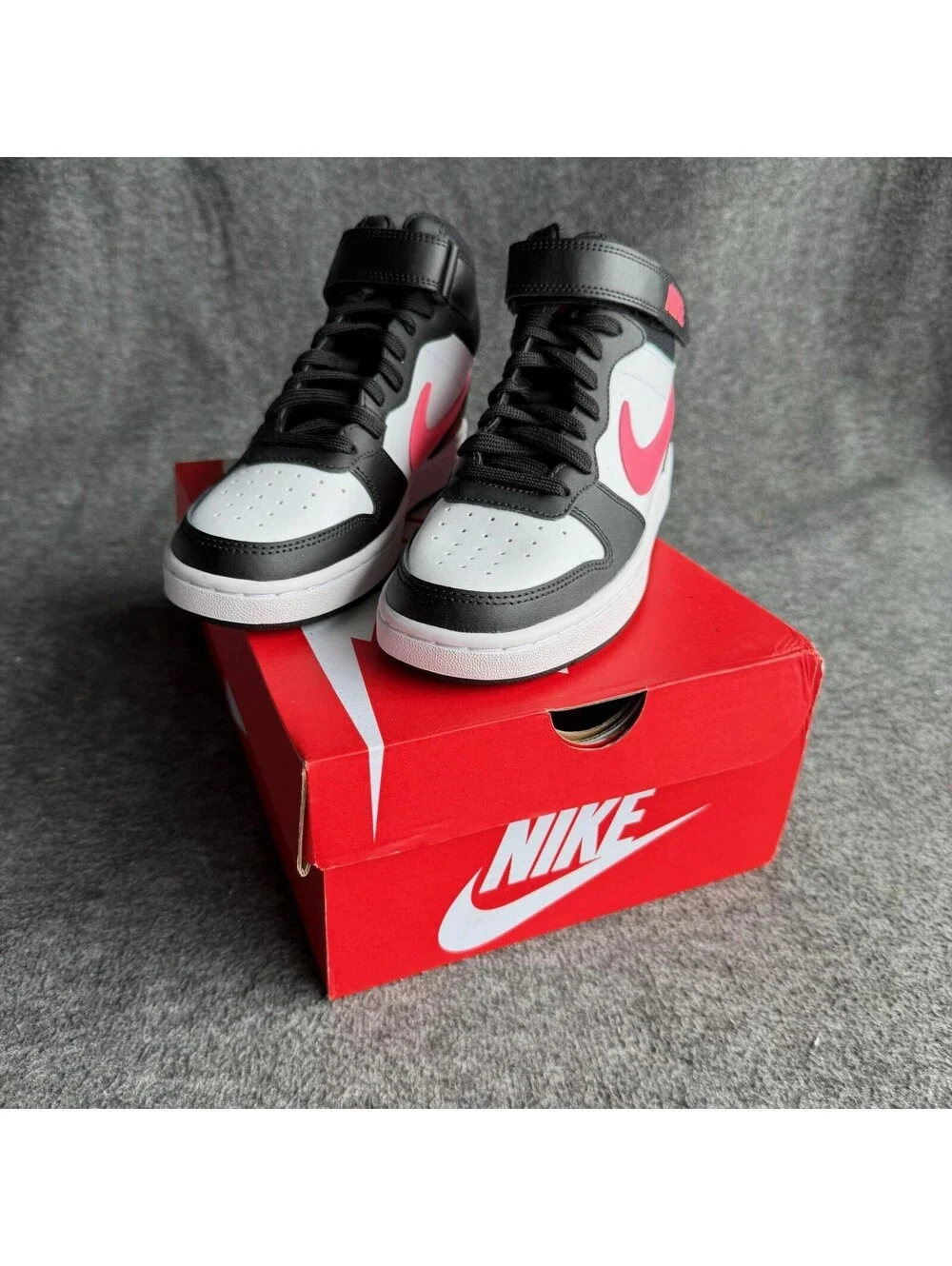 Nike Court Borough Mid 2 Shoes Youth 5Y Black Pink Sneakers CD7782-005